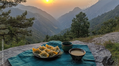 Golden-brown pan-fried dumplings arranged in a fan shape on a ceramic plate with dipping sauce