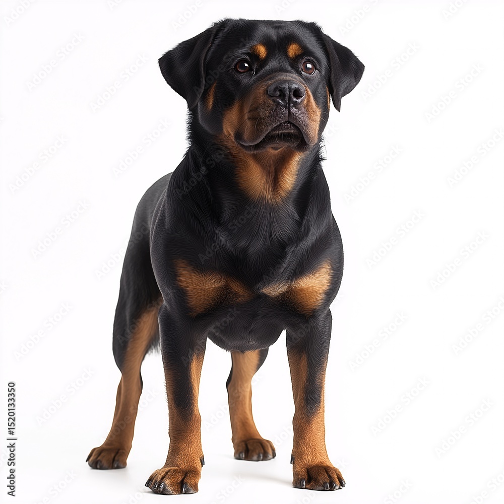 Obraz premium Adorable Purebred Rottweiler Headshot - Muscular Guardian Dog Breed Portrait