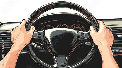 Efficient Hands on Steering Illustration Vector Art