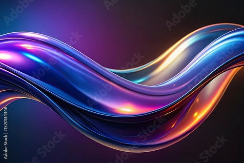 abstract 3d illustration of colorful wavy shape on Abstract colorful wave on a black background. 3d rendering, 3d illustration.