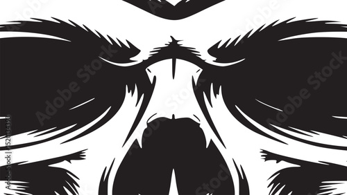 A stylized black griffin with wings standing on hind legs against a white background image design