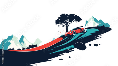Dynamic Hill Climb Vector Art Illustration for Design Projects
