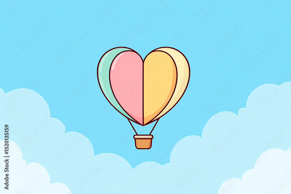 Fototapeta premium Cartoon Hot Air Balloon Illustration – 2D Vector 