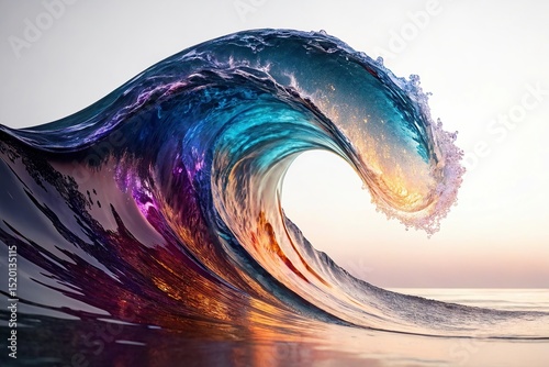 abstract 3d illustration of colorful wavy shape on Abstract colorful wave on a black background. 3d rendering, 3d illustration.