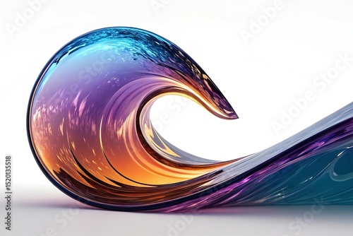 abstract 3d illustration of colorful wavy shape on Abstract colorful wave on a black background. 3d rendering, 3d illustration.