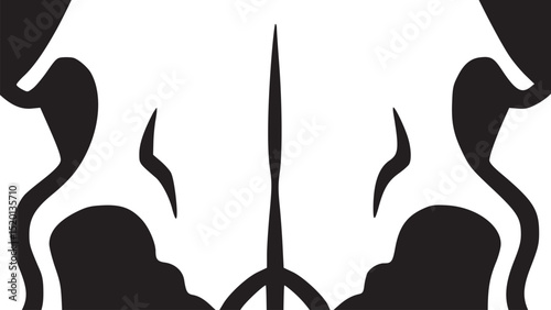 Illustration of an hourglass with sand flowing from the top to the bottom in black and white style