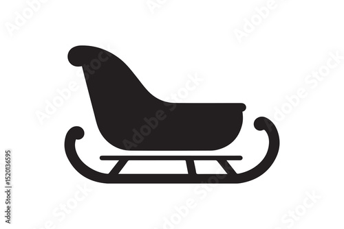 A Snow Sledge  silhouette with a simple, understated design set against a white background                  