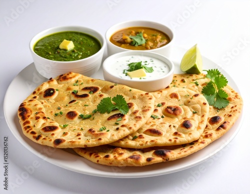 Kulcha – Soft Indian Flatbread with Butter and Coriander in Studio Style


