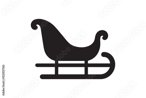 A Snow Sledge   silhouette with a simple, understated design set against a white background
