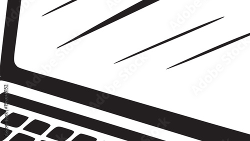 A symmetrical arrangement of eight black leaves with white veins forming a floral pattern on white