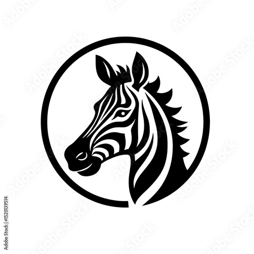 A stylish, minimalist emblem of a zebra's head within a clean circular frame, showcasing the iconic stripes and elegant profile.