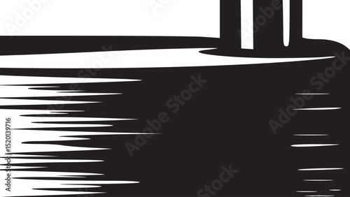 A black and white illustration of a witch's hat with a pointed top and a wide brim on a white background