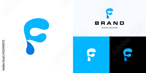 Letter F water drop mark, droplet logo icon design vector element editable, Modern symbol initial alphabet with flow fluid sign or little splash usabe for brand identity and business company