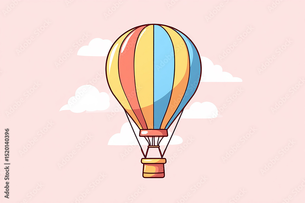 Fototapeta premium Cartoon Hot Air Balloon Illustration – 2D Vector 