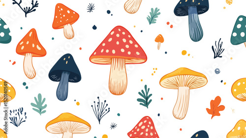 Enchanting Toadstool Seamless Pattern Design for Fabric