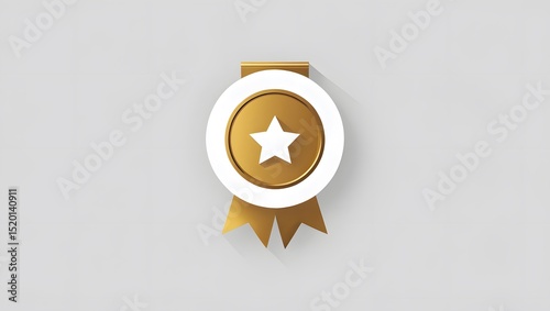 Gold Star Award Medal: Modern Icon for Quality, Success & Achievement. Premium Recognition Symbol