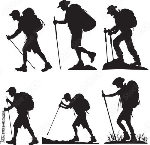 hiking people silhouette camping tracking collection