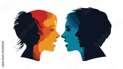 Modern Talking Heads Silhouette Vector Illustration for Professional Design Projects