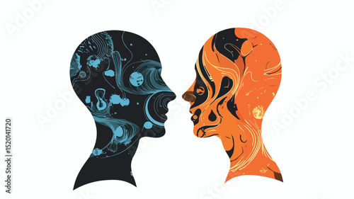 Modern Talking Heads Silhouette Vector Illustration for Professional Design Projects