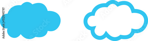Clouds large and small icon set. Blue sky clouds vector collection isolated on transparent light blue background. Cartoon weather illustration. Fluffy nature environment symbol for web and app.