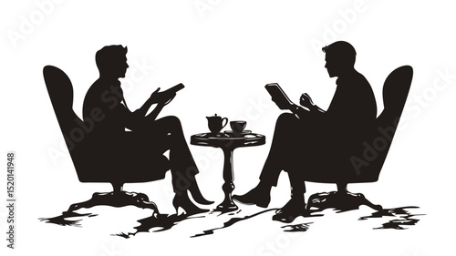 Elegant Discussion: Modern Vector Art Illustration of Conversational Artistry