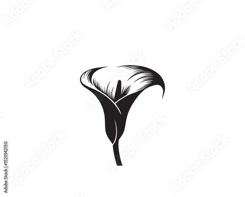 A Calla Lily silhouette with a simple, understated design set against a white background   