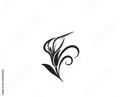 A Calla Lily silhouette with a simple, understated design set against a white background   