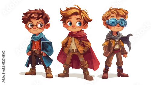 Dynamic Kid Heroes Vector Art Illustration for Creatives and Designers