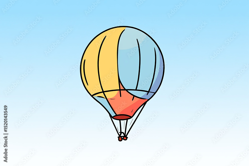Obraz premium Cartoon Hot Air Balloon Illustration – 2D Vector 