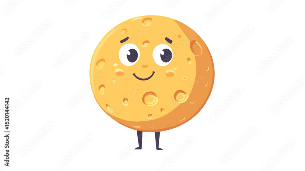 Obraz premium Trendy Groovy Moon Cartoon Character in Retro Style