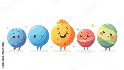 Trendy Groovy Moon Cartoon Character in Retro Style