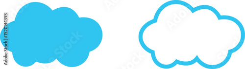 Clouds large and small icon set. Blue sky clouds vector collection isolated on transparent light blue background. Cartoon weather illustration. Fluffy nature environment symbol for web and app.