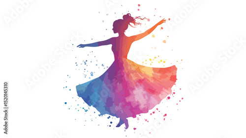 Colorful Watercolor Vector Silhouette of Dancer for Creative Projects
