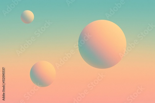 Pastel gradient backdrop hosting soft, hovering 3D spheres in calm, geometric minimalist arrangement