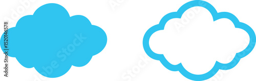 Clouds large and small icon set. Blue sky clouds vector collection isolated on transparent light blue background. Cartoon weather illustration. Fluffy nature environment symbol for web and app.