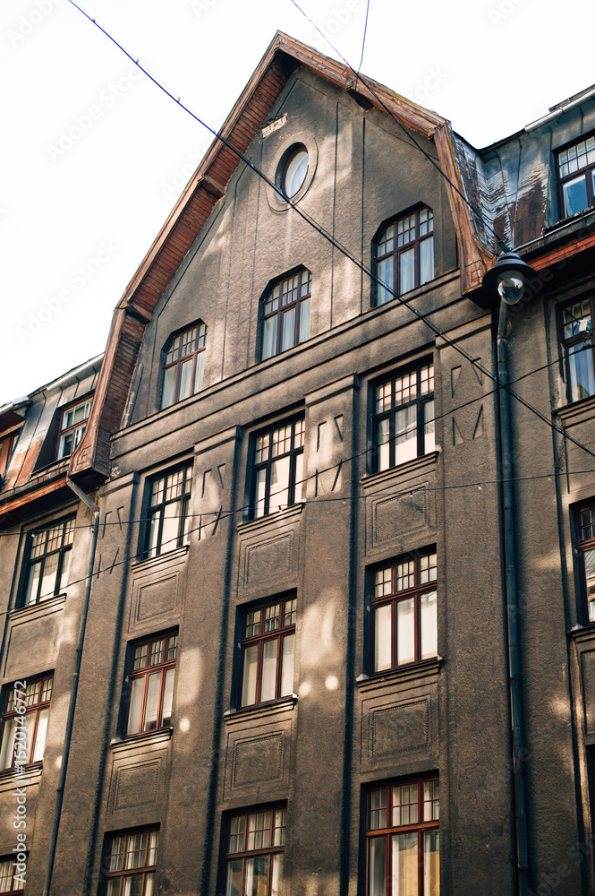 Fototapeta premium Old cement house in Riga