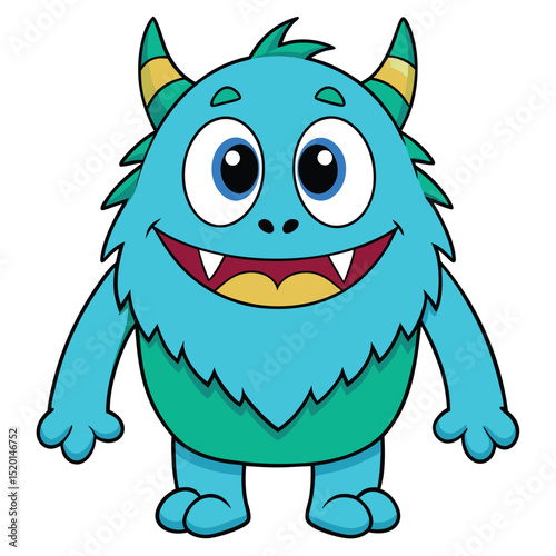 Here's a cute and funny cartoon animal monster character illustration with big teeth and furry art