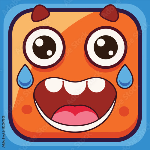 Funny red-haired cartoon man vector illustration with a crazy smile