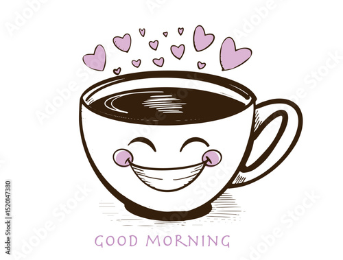 A cute smiling cup of coffee illustration