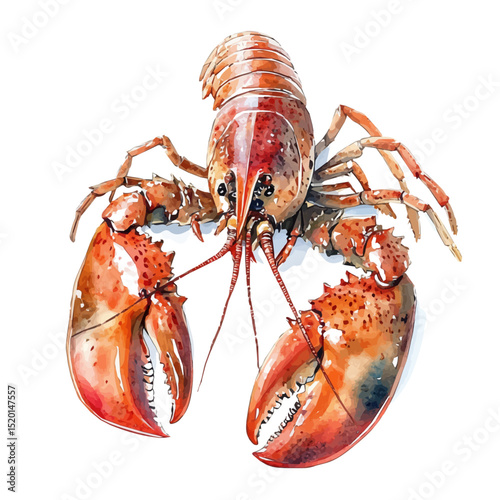 A Mother Lobster With Her Kid, watercolor vector, high quality, isolated on a white background.