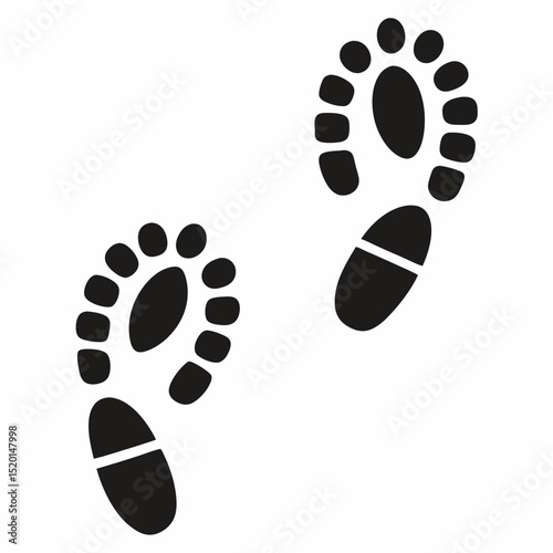 Isolated Shoe Prints on Road Silhouette Set for Design