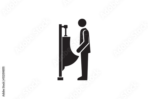 A Urinal men toilet silhouette with a simple, understated design set against a white background       