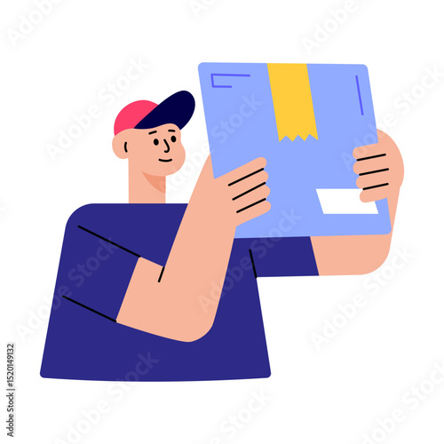 A flat style illustration showing parcel delivery