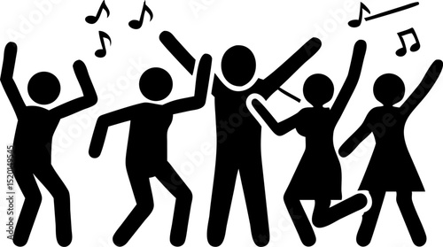 Silhouette of a Cheerful Crowd Joyful People Mob Vector Illustration