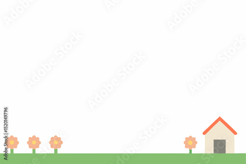 vector illustration of a house with flowers
