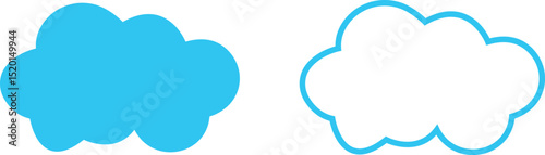 Clouds large and small icon set. Blue sky clouds vector collection isolated on transparent light blue background. Cartoon weather illustration. Fluffy nature environment symbol for web and app.