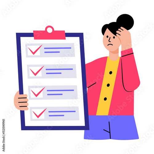 Flat style illustration showing a character checking a delivery list