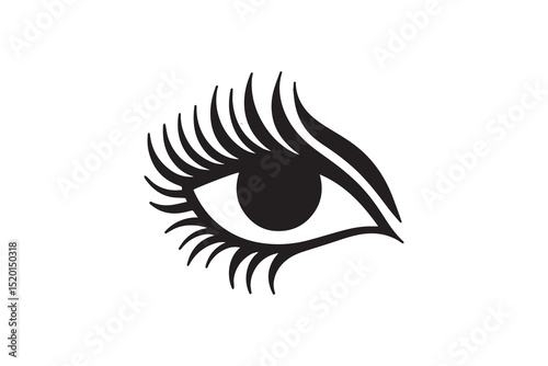 A Closed eye silhouette with a simple, understated design set against a white background 