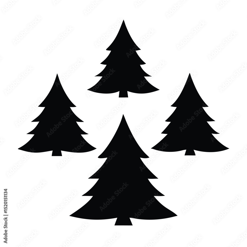 christmas tree set silhouette christmas tree set silhouette