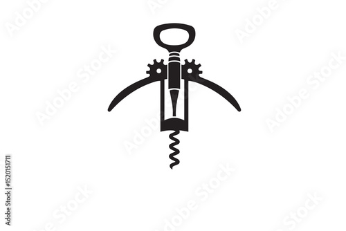A Corkscrew  silhouette with a simple, understated design set against a white background